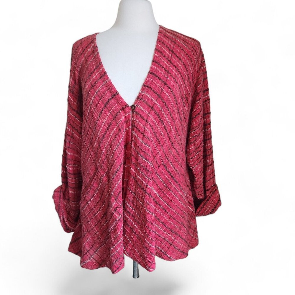 Yasuko Kurisaka Woven Textile Cardigan Women's O/S Art to‎ Wear Cotton Lagenlook